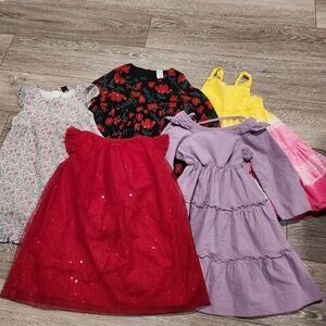 Lot Of 5 Girls Dresses 3t-4t